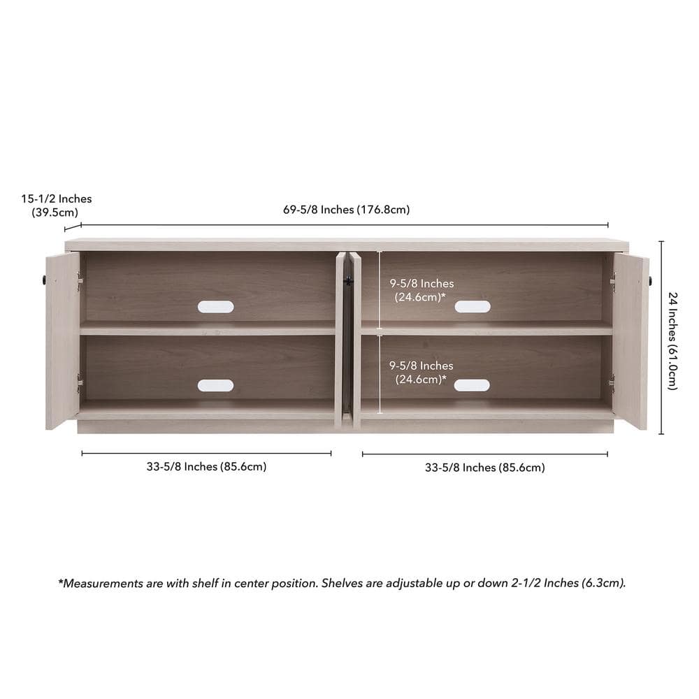 Alder White 69.63" MDF TV Stand with Cabinets