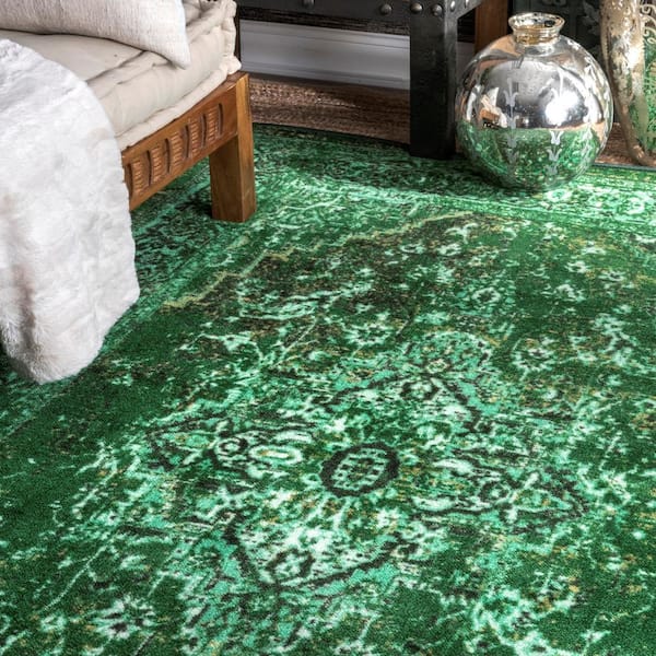 Helmsburg 7x9 Abstract Dark Green Rug - Clearance