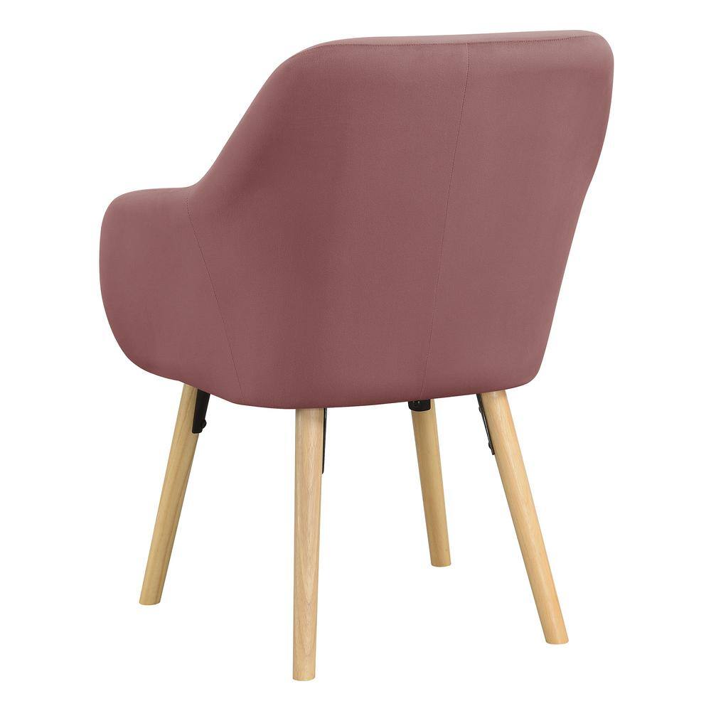 Blush Velvet Accent Chair with Oak Legs