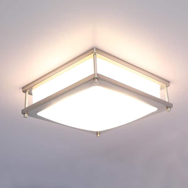 Lecoht 14 in. Matte Grey Dimmable 20-Watt 4000K Modern Square LED Flush Mount Ceiling Light for Bedrooms, Kitchens or Hallways