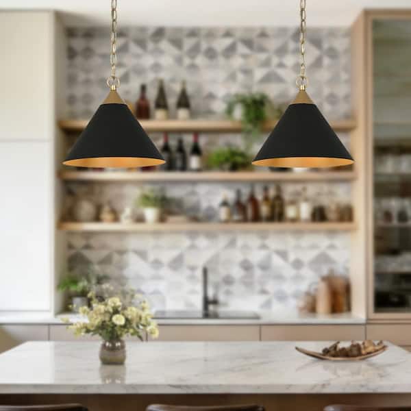 Zevni Mid-Century Modern 11.8 in. 1-Light Gold and Matte Black