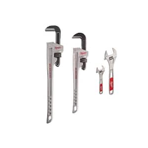 24 in. Aluminum Pipe Wrench, 18 in. Aluminum Pipe Wrench, 6 in. and 10 in. Adjustable Wrench set