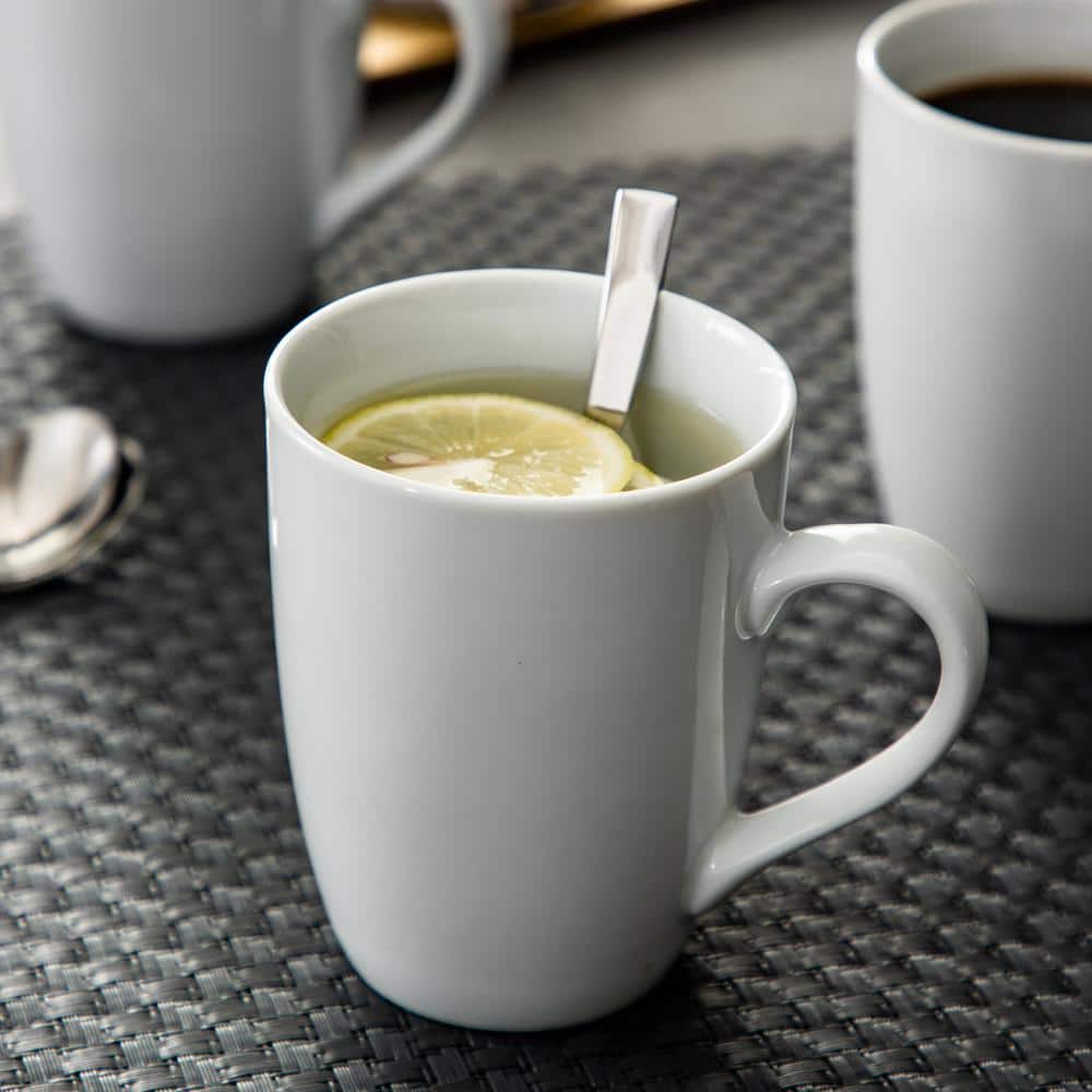 16 oz White Ceramic Microwave Safe Coffee Mugs Set of 6