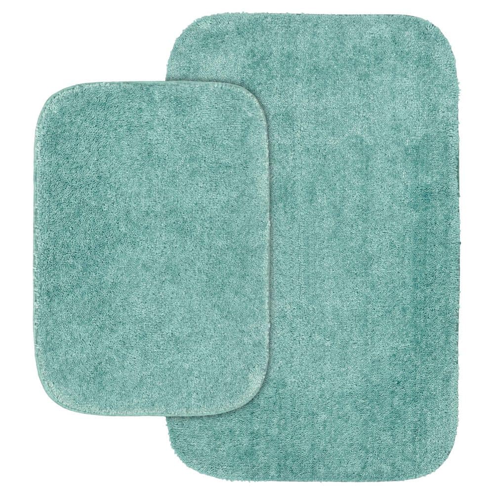 Sea Foam Nylon Traditional Washable 2-Piece Bath Rug Set