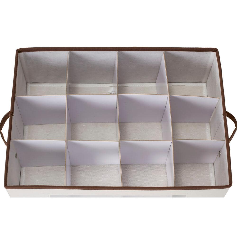 Natural Fabric Stackable Lidded Storage Box with Window