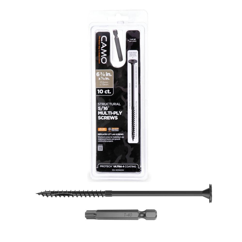 5/16 in. x 6-3/4 in. Star Drive Flat Head Multi-Purpose + Multi-Ply Structural Wood Screw - Exterior Coated (10-Pack) price history on PriceWatchPro