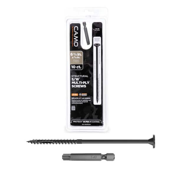 CAMO 5/16 in. x 6-3/4 in. Star Drive Flat Head Multi-Purpose + Multi-Ply Structural Wood Screw - Exterior Coated (10-Pack)