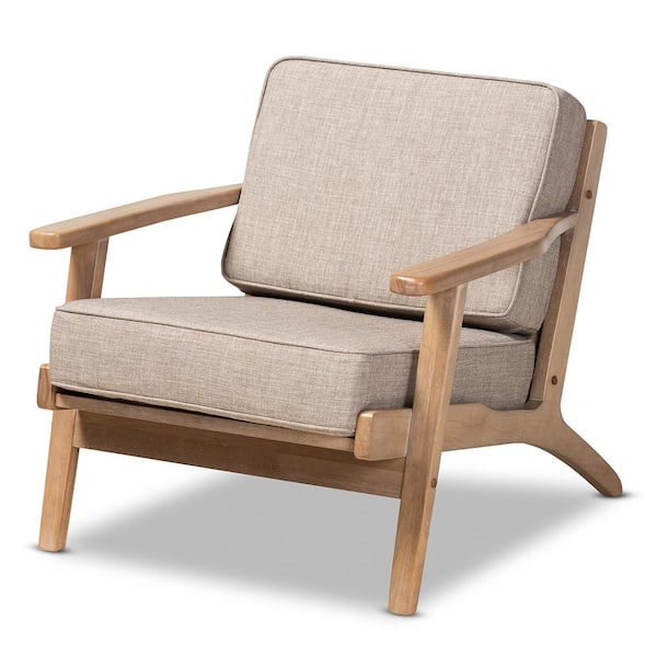 Baxton Studio Sigrid Light Grey Upholstered Wood Armchair