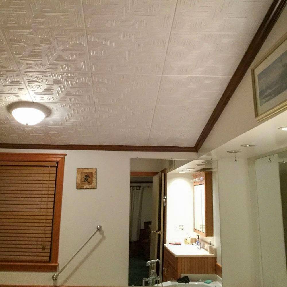 Country Wheat Faux Tin Brown Beige Glue-Up Ceiling Tile