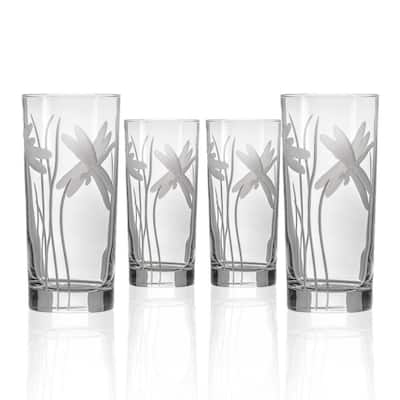 Dragonfly 15 oz. Cooler Highball Drinking Glasses - Set of 4