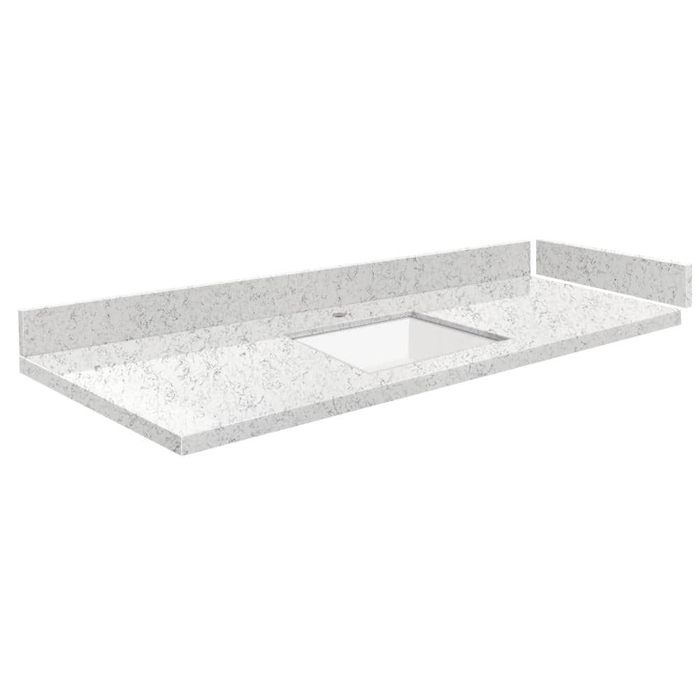 Transolid Silestone 60.5 in. W x 22.25 in. D Quartz Vanity Top in Lyra with White Rectangular Single Sink -  608197307225