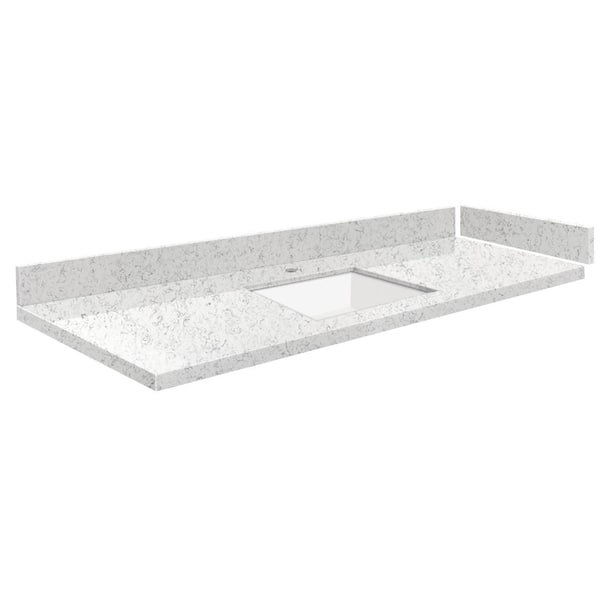 Transolid Silestone 60.5 in. W x 22.25 in. D Quartz Vanity Top in Lyra with White Rectangular Single Sink