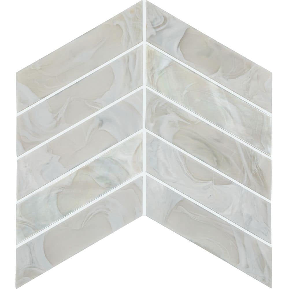 Daltile Starcastle Spiral Galaxy 13 in. x 12 in. Glass Chevron Mosaic