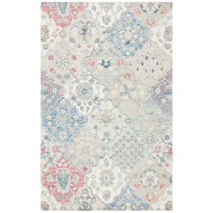 Glamour Ivory/Red 5 ft. x 8 ft. Floral Area Rug
