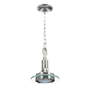 Disc Collection 1-Light Brushed Nickel Mini Pendant with Clear and Etched Marble Glass Disc