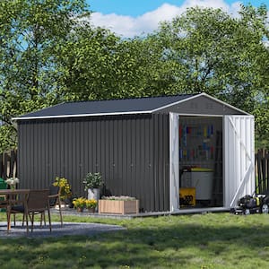 8 ft. W x 12 ft. D Large Outdoor Storage Metal Shed Garden Tool Steel Shed with Lockable Doors and Vents (96 sq. ft.)