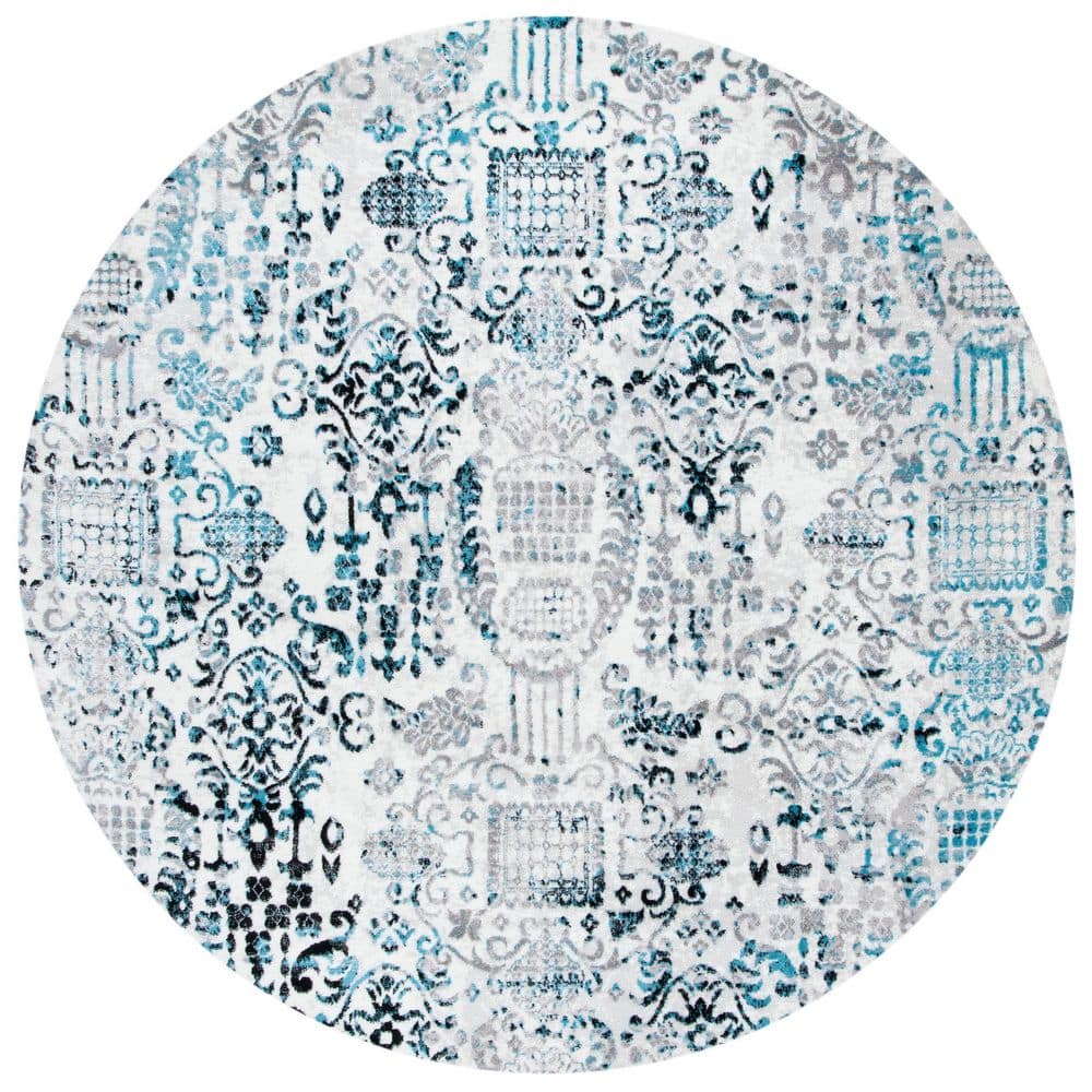 Skyler 7 ft. x 7 ft. Gray/Blue Ornate Overdyed Round Area Rug price history on PriceWatchPro