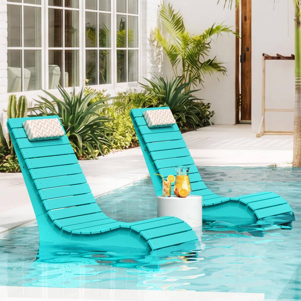 2-Piece Aruba Blue HDPS Plastic Aquawave Patio Outdoor Chaise Lounge with Cushion Headrest and Weighted Sandbag for Pool price history on PriceWatchPro