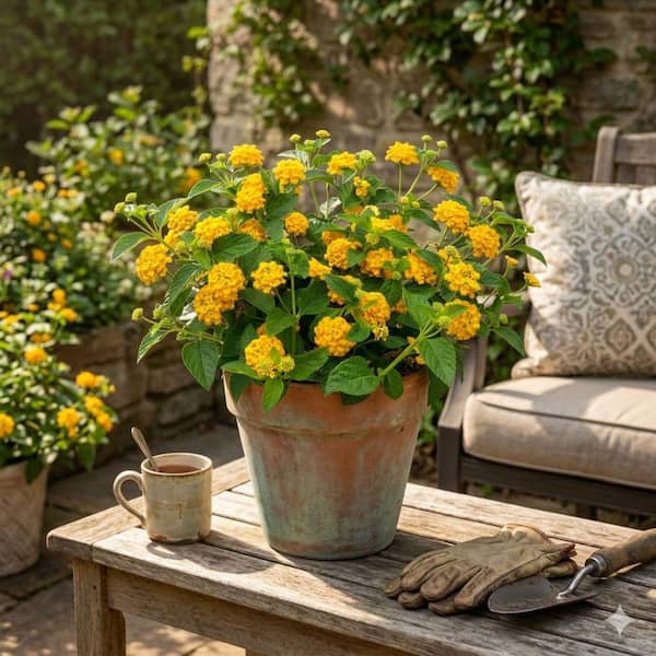 FLOWERWOOD 2.5 Qt. New Gold Lantana, Live Perennial Plant, Bright Yellow Bloom Clusters