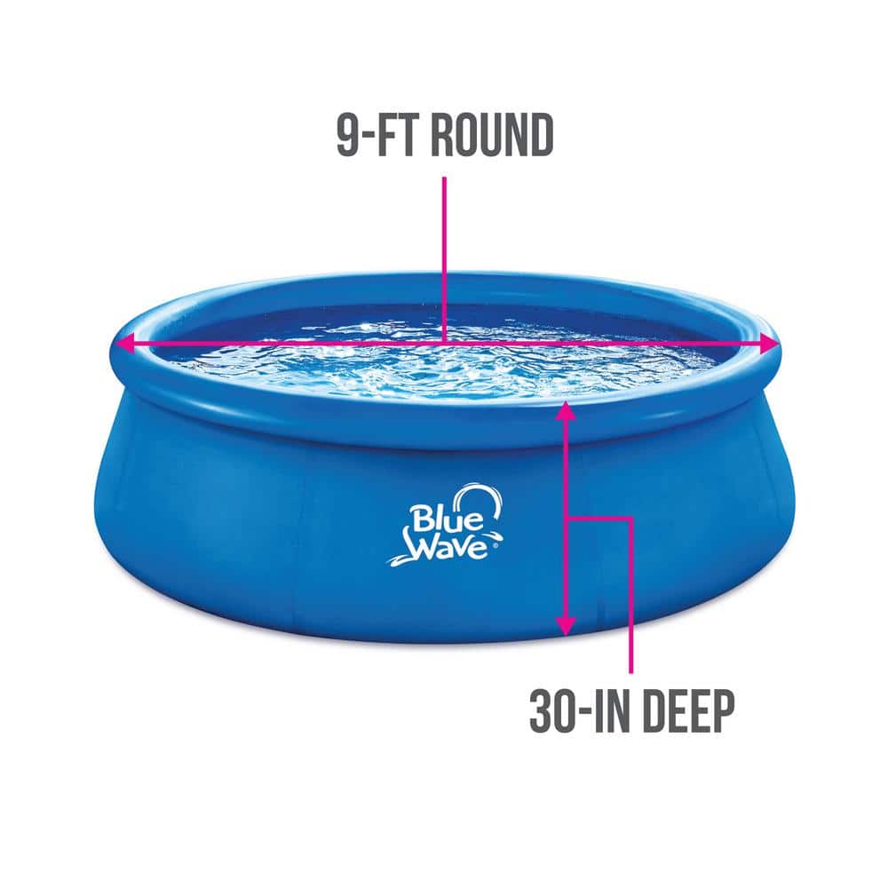 Blue Wave 9ft Round Inflatable Family Pool with Cover