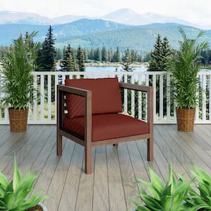 Wood Outdoor Lounge Chair with Terracotta Cushion