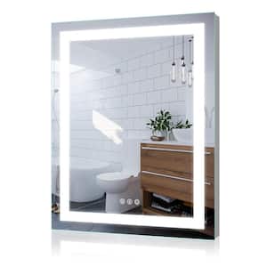 28 in. W x 36 in. H Rectangular Frameless LED Anti-Fog Dimmable Wall Bathroom Vanity Mirror with CCT Adjustable