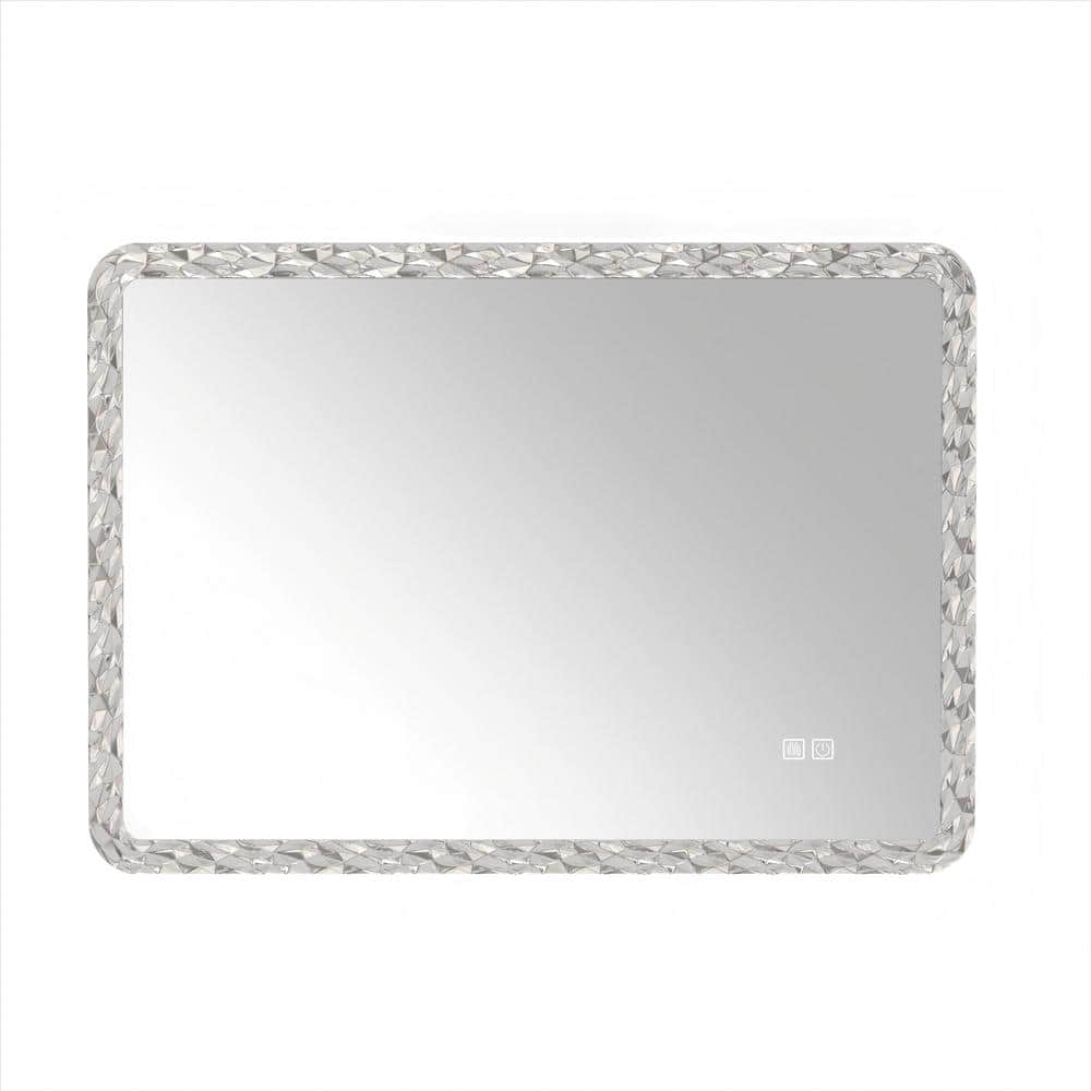 Transparent 38.58 in. W x 25.2 in. H Crystal Acrylic Framed Wall Mirror wit