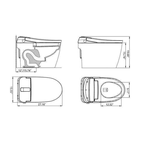 Boosicavelly Elongated Bidet Toilet with Heated Deodorizing & Soft Close - 1.28 GPF White