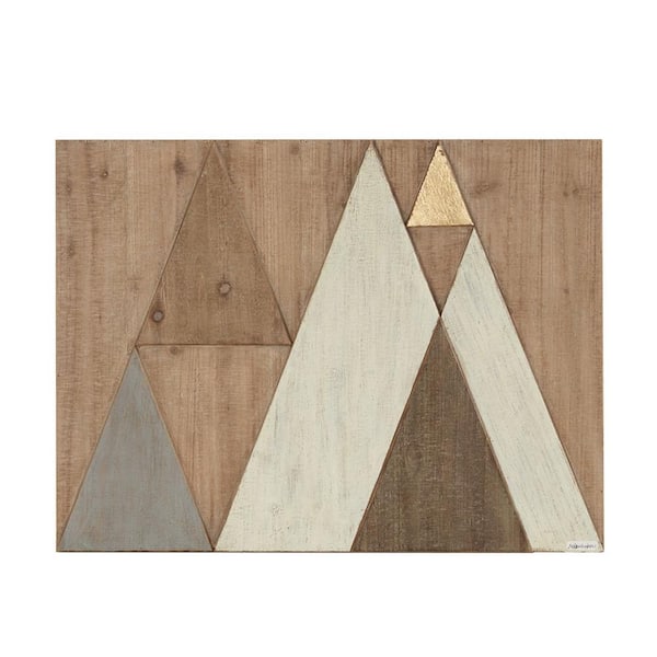 Miscool Anky 1-Piece Unframed Art Print 31.5 in. x 1.6 in. Layered Triangles Wood Wall Decor