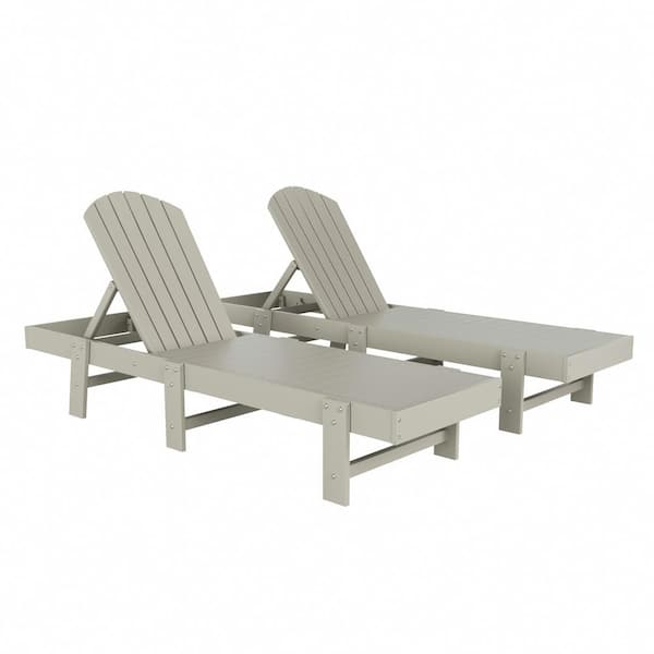 WESTIN OUTDOOR Altura 2-Piece Sand Classic Adjustable Weather Resistant Adirondack Poly Reclining Chaise Lounge Chair Set