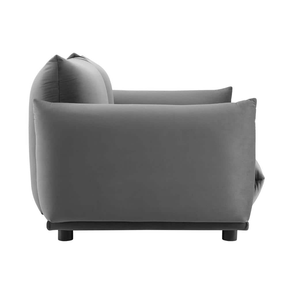 Cozy Gray Velvet 74" Loveseat with Solid Wood Frame
