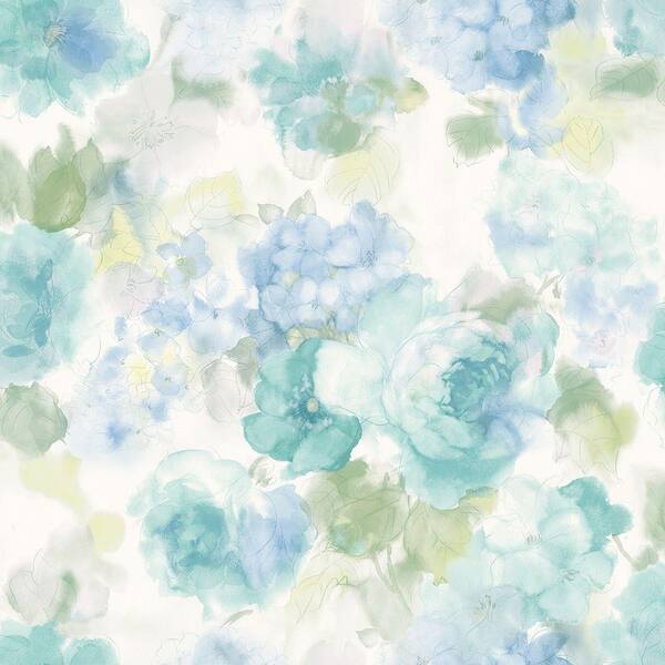 Chesapeake Winifred Blue Japanese Peony Wallpaper Sample