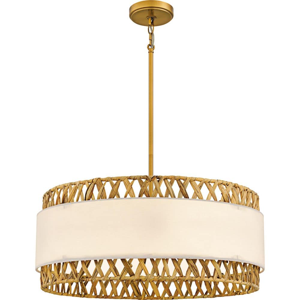 Kate 5-Light Brushed Gold Pendant Light with Fabric Shade price history on PriceWatchPro