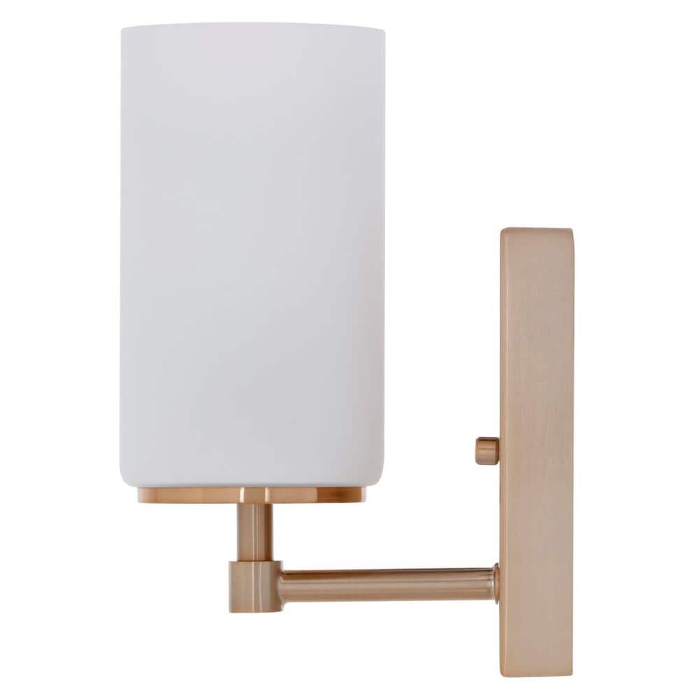 Satin Brass and Bronze Dimmable Wall Sconce with Etched Glass Shade