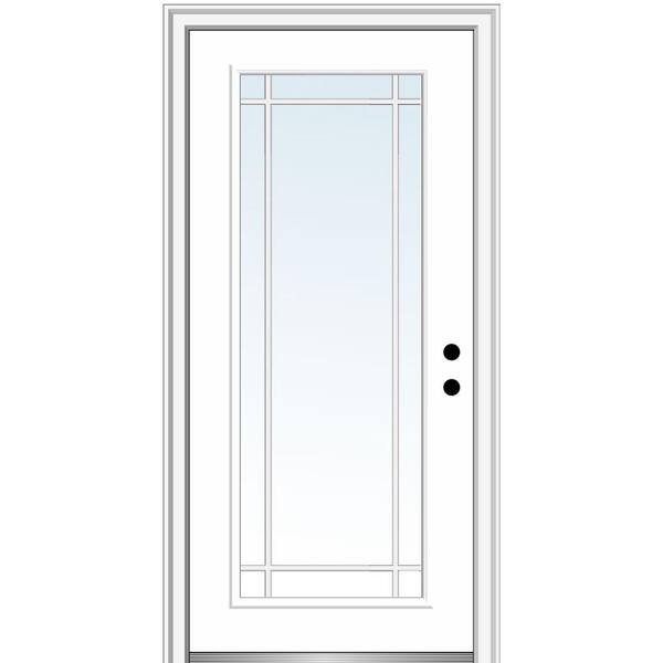 MMI Door 32 in. x 80 in. Prairie Internal Muntins Left-Hand Inswing Full Lite Clear Painted Steel Prehung Front Door