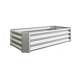 47.24 in. L x 24 in. W x 11.81 in. H Silver Outdoor Rectangle Metal Raised Planter Bed