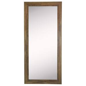 65.5 in. x 30.5 in. Brown Barnwood Beveled Vanity Wall Mirror