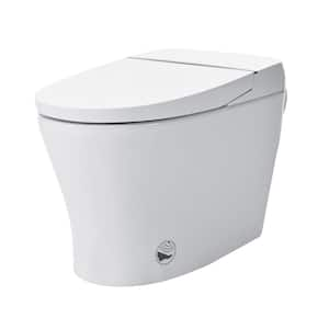 12 in. Wall Hung Smart 1-Piece 1/1.28 GPF Dual Flush Elongated Toilet in White with Self-Cleaning Nozzle, Night Light