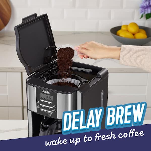 Mr. Coffee 12-Cup Black Drip Coffee Maker with 3-Ways to Brew System and  Cleaning Function 2182809 - The Home Depot