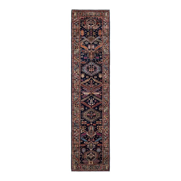 Solo Rugs Serapi One-of-a-Kind Traditional Blue 2 ft. x 12 ft. Runner Hand Knotted Tribal Area Rug