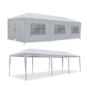 10 ft. x 30 ft. Outdoor Garden Gazebo, Wedding Party Tent Canopy Marquee with 8 Removable Sidewalls, White