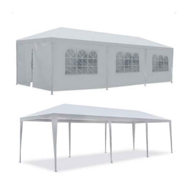 Misopily 10 ft. x 30 ft. Outdoor Garden Gazebo, Wedding Party Tent Canopy Marquee with 8 Removable Sidewalls, White