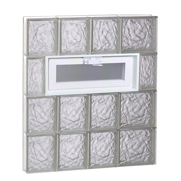 Clearly Secure 25 in. x 31 in. x 3.125 in. Frameless Ice Pattern Vented Glass Block Window