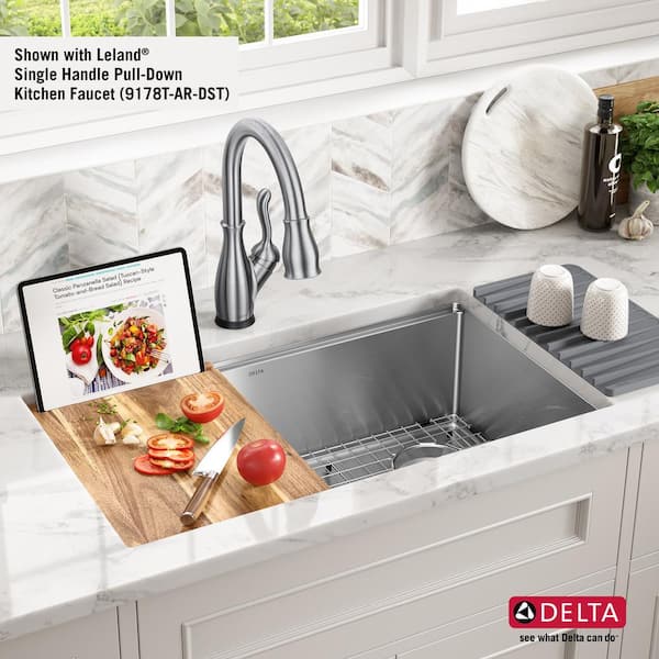 Delta Lorelai 16 Gauge Stainless Steel 32 in. Single Bowl Undermount  Workstation Kitchen Sink with Accessories 95B932-32S-SS The Home Depot
