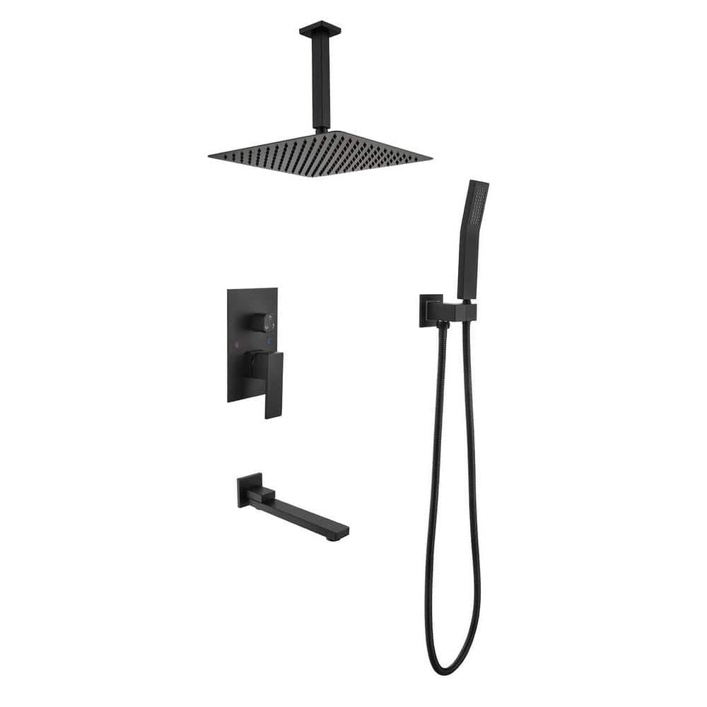Dual 2-Spray patterns Ceiling Mount Fixed and Handheld Shower Head 2 GPM in Matte Black price history on PriceWatchPro