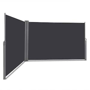 237 in. x 63 in. Patio Retractable Double Folding Side Awning Screen Divider