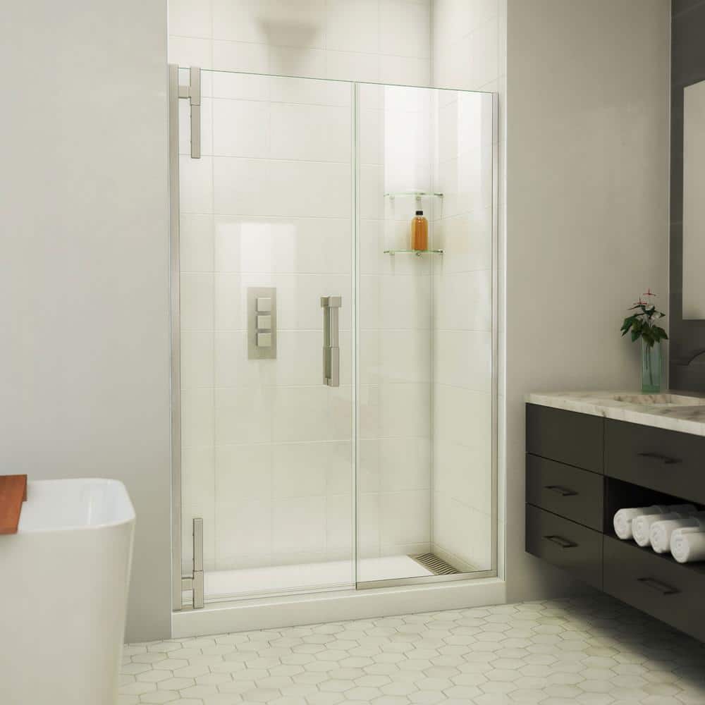 Ascend 57 in. W x 72 in. H Pivot Frameless Shower Door in Brushed Nickel price history on PriceWatchPro