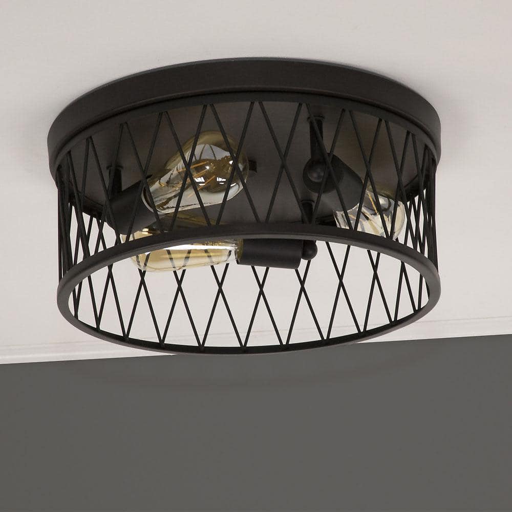 Arris Vintage Bronze 14.5" Drum Flush Mount Ceiling Light