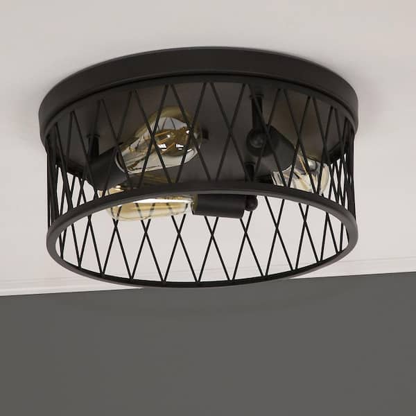Arris 14.5 in. Industrial Vintage Bronze Medium-Base (E26) Bulb Flush Mount for Kitchens