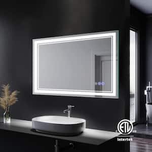 48 in. W x 28 in. H Rectangular Large Frameless Anti-Fog Bright Front LED Light Wall Mounted Bathroom Vanity Mirror